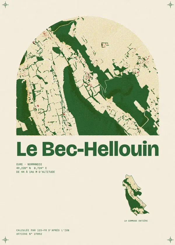 Affiche de Le Bec-Hellouin, calculée par 123-fr d'après l'IGN