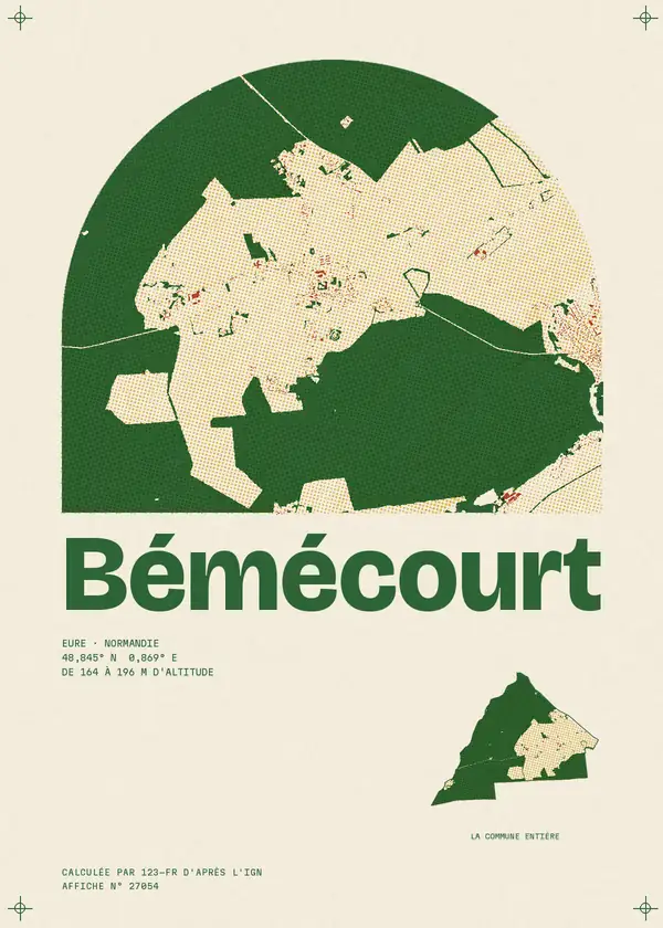 Affiche de Bémécourt, calculée par 123-fr d'après l'IGN
