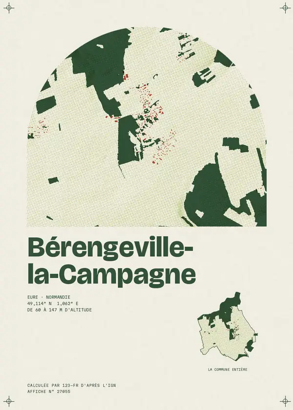 Affiche de Bérengeville-la-Campagne, calculée par 123-fr d'après l'IGN