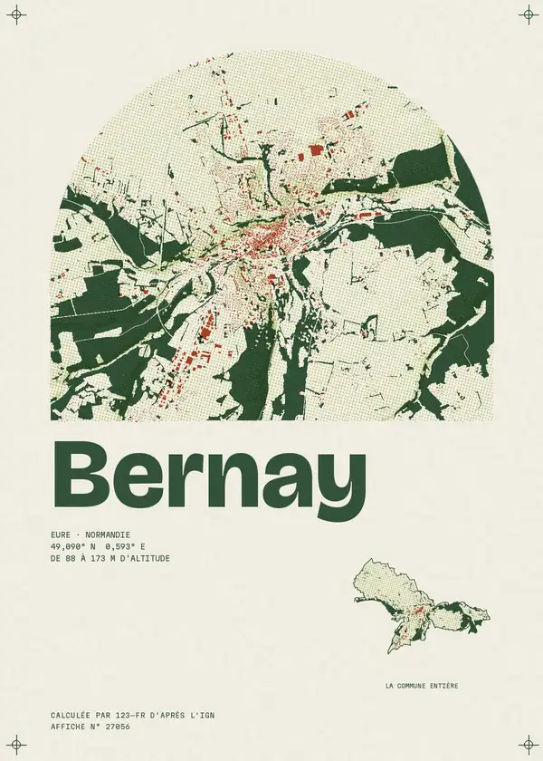 Affiche de Bernay, calculée par 123-fr d'après l'IGN