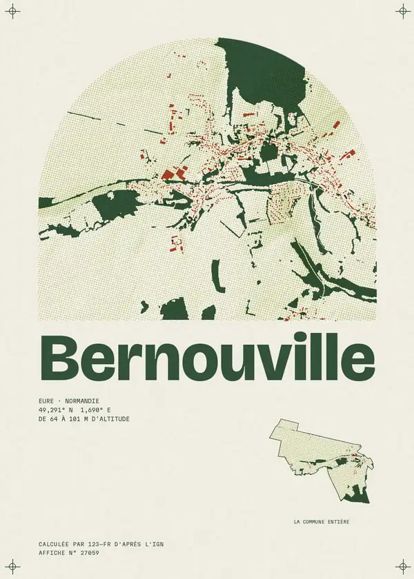 Affiche de Bernouville, calculée par 123-fr d'après l'IGN