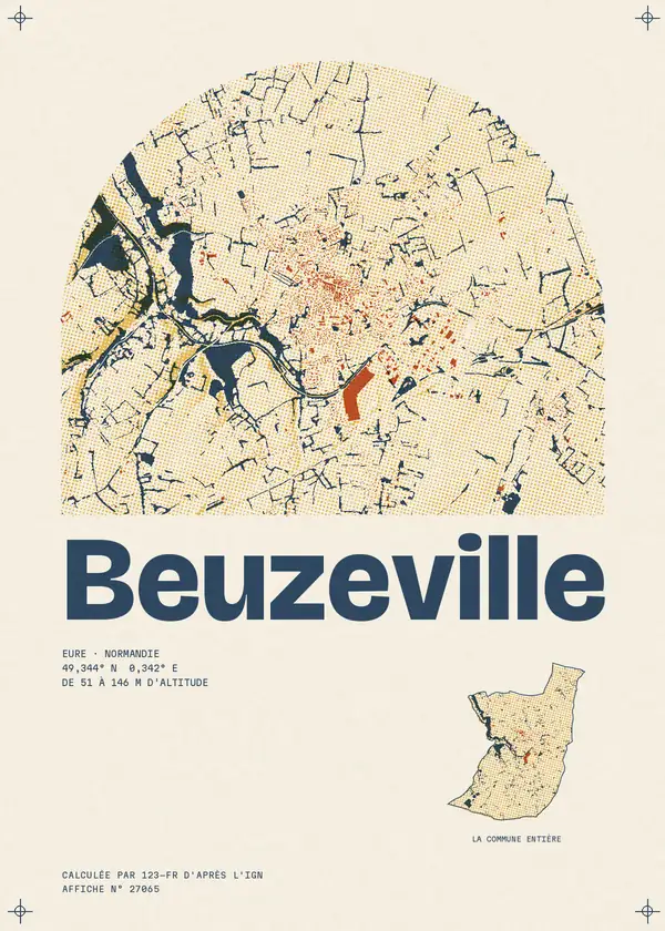 Affiche de Beuzeville, calculée par 123-fr d'après l'IGN