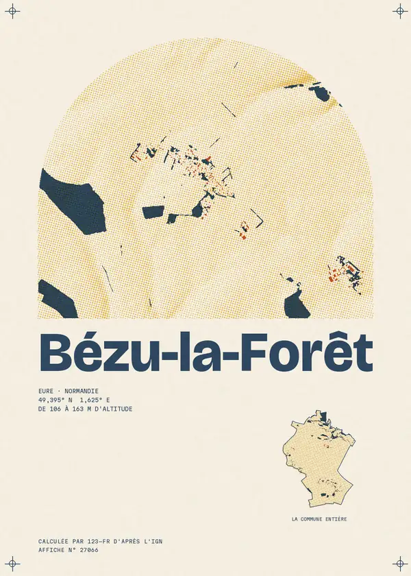 Affiche de Bézu-la-Forêt, calculée par 123-fr d'après l'IGN