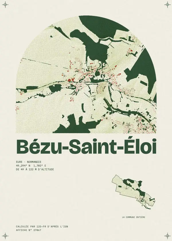 Affiche de Bézu-Saint-Éloi, calculée par 123-fr d'après l'IGN