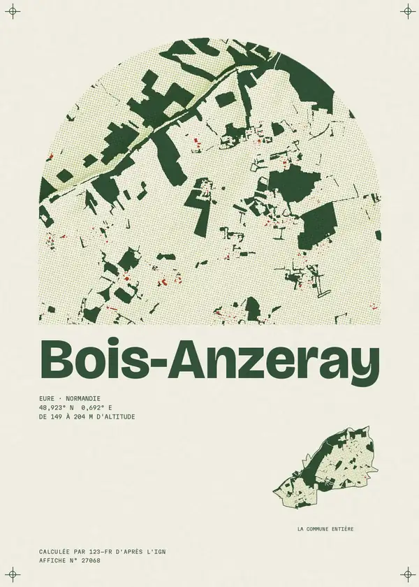 Affiche de Bois-Anzeray, calculée par 123-fr d'après l'IGN