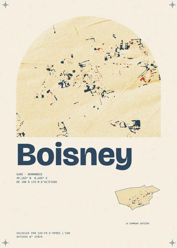 Affiche de Boisney, calculée par 123-fr d'après l'IGN