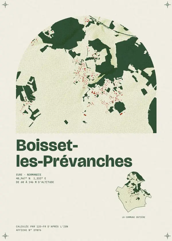 Affiche de Boisset-les-Prévanches, calculée par 123-fr d'après l'IGN