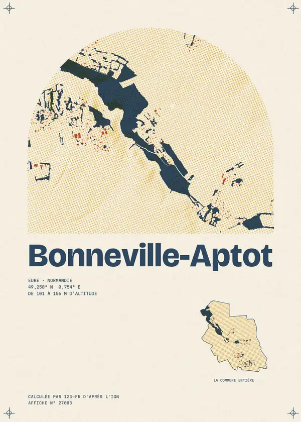 Affiche de Bonneville-Aptot, calculée par 123-fr d'après l'IGN
