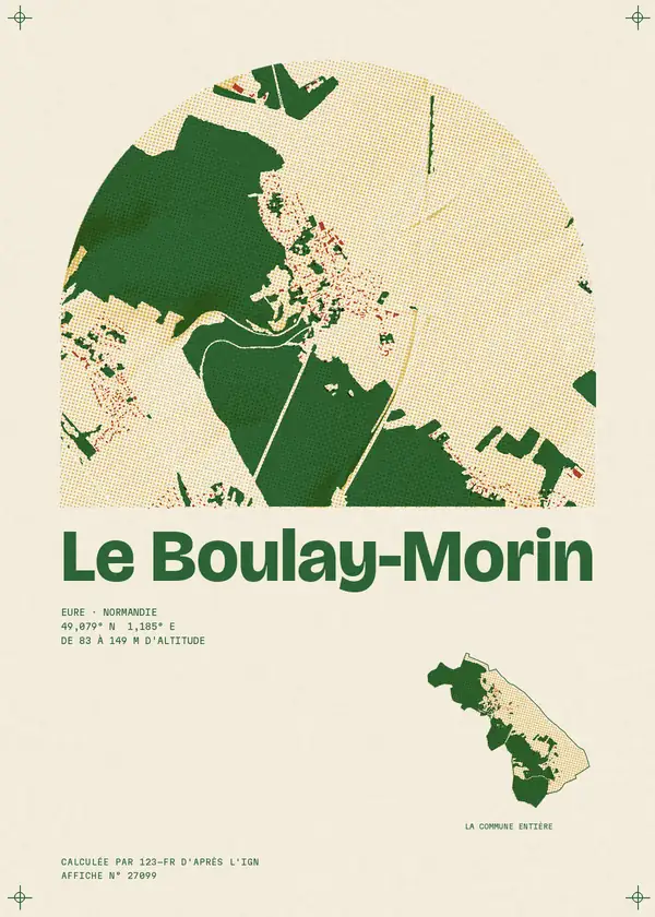 Affiche de Le Boulay-Morin, calculée par 123-fr d'après l'IGN