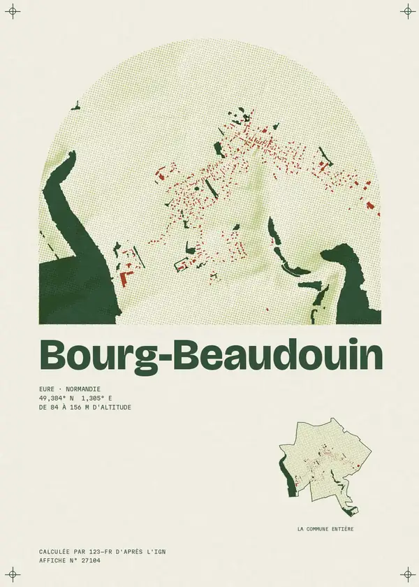 Affiche de Bourg-Beaudouin, calculée par 123-fr d'après l'IGN