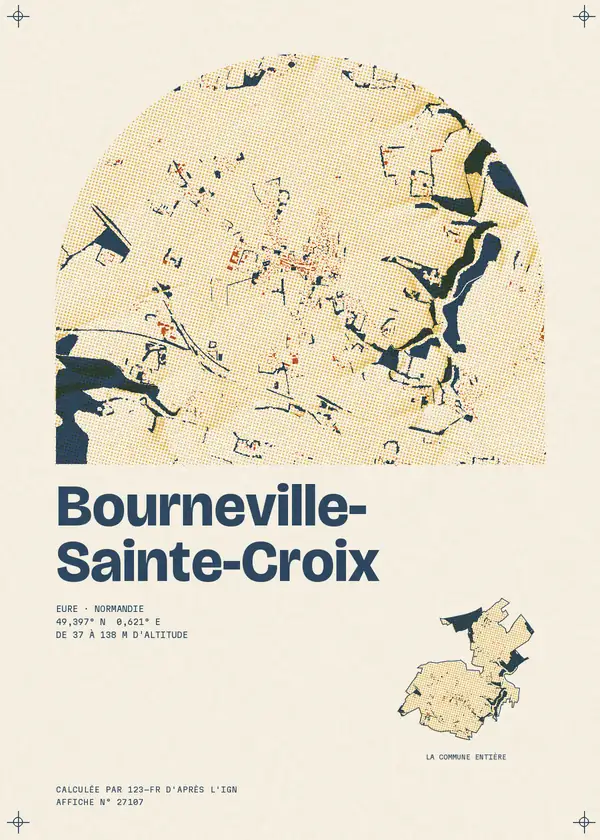 Affiche de Bourneville-Sainte-Croix, calculée par 123-fr d'après l'IGN