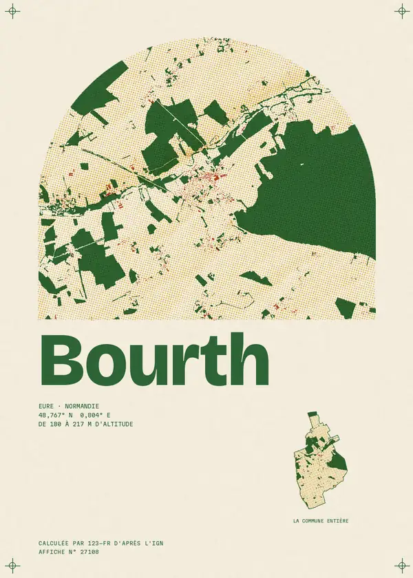 Affiche de Bourth, calculée par 123-fr d'après l'IGN