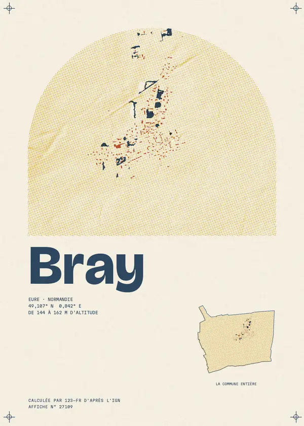 Affiche de Bray, calculée par 123-fr d'après l'IGN