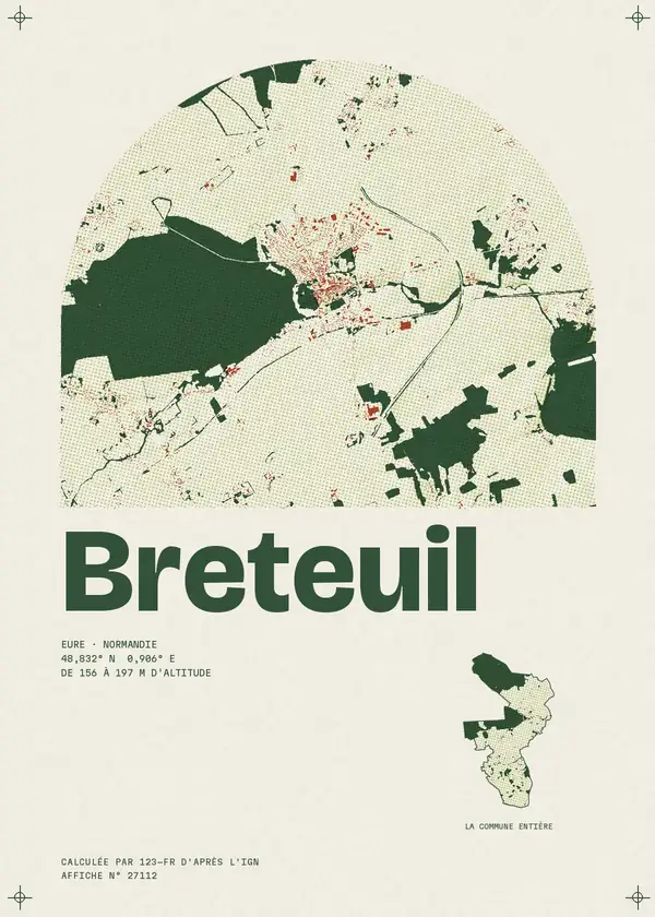 Affiche de Breteuil, calculée par 123-fr d'après l'IGN