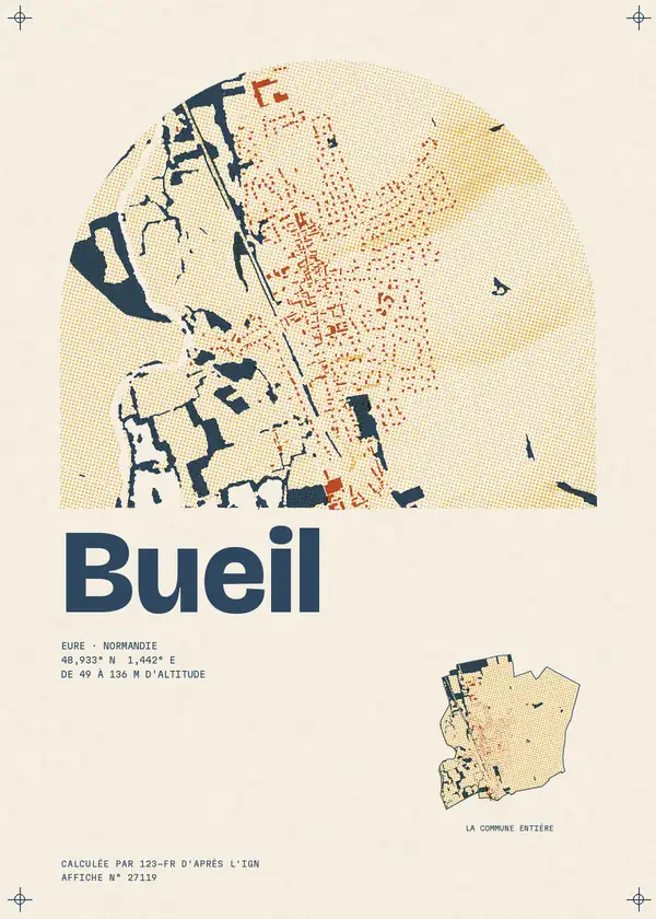 Affiche de Bueil, calculée par 123-fr d'après l'IGN