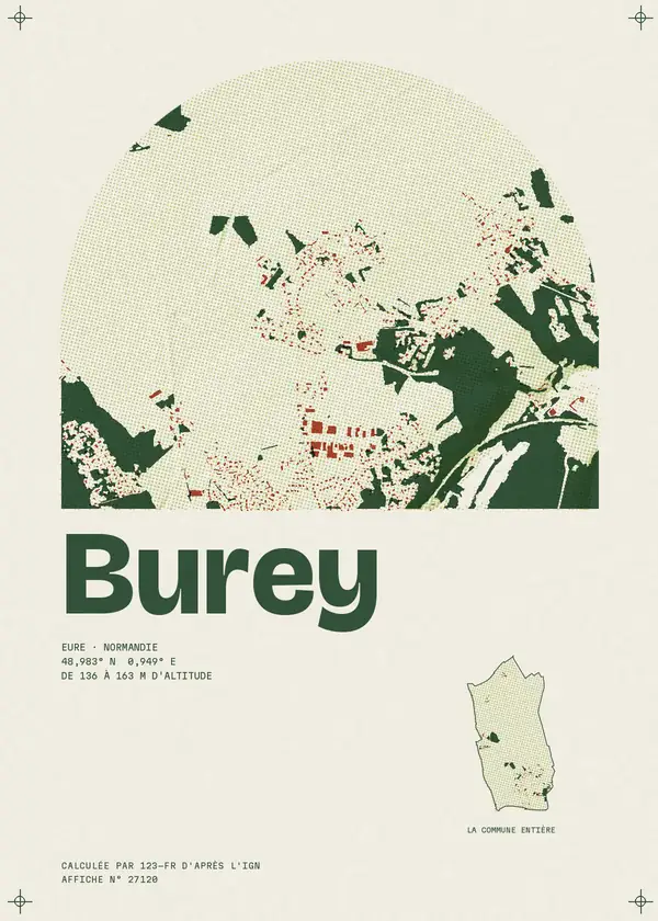Affiche de Burey, calculée par 123-fr d'après l'IGN