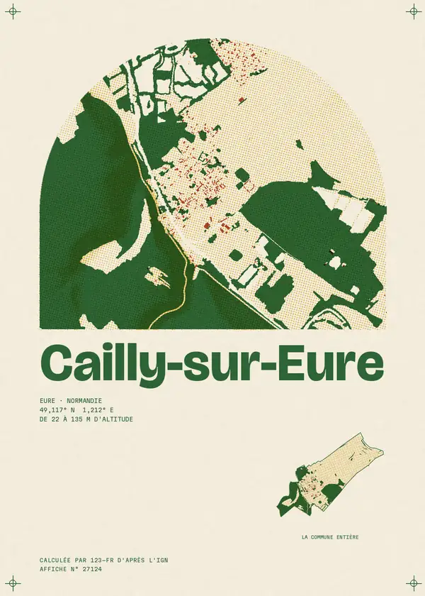 Affiche de Cailly-sur-Eure, calculée par 123-fr d'après l'IGN
