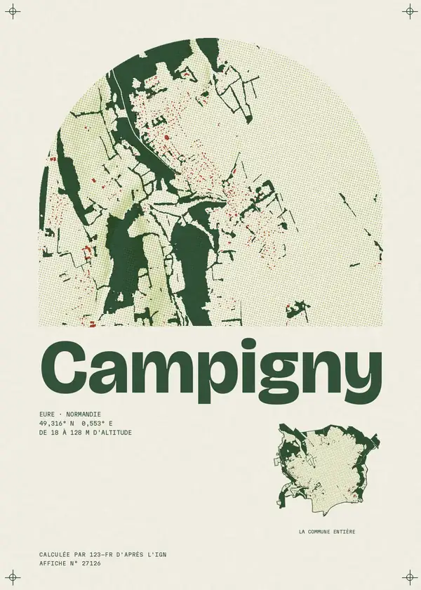 Affiche de Campigny, calculée par 123-fr d'après l'IGN