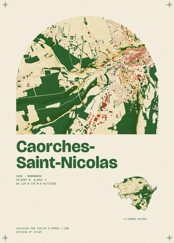 Affiche de Caorches-Saint-Nicolas, calculée par 123-fr d'après l'IGN