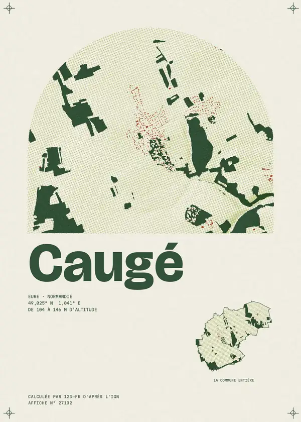 Affiche de Caugé, calculée par 123-fr d'après l'IGN