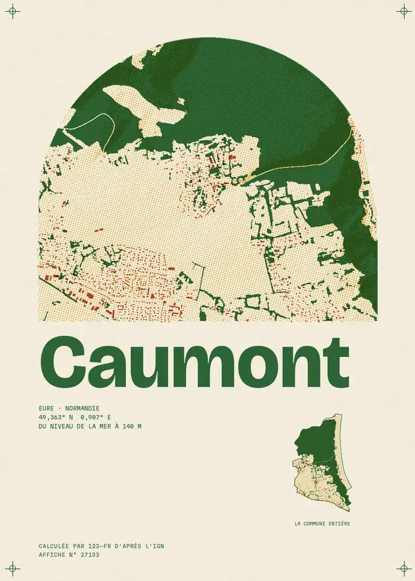 Affiche de Caumont, calculée par 123-fr d'après l'IGN