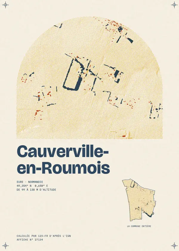 Affiche de Cauverville-en-Roumois, calculée par 123-fr d'après l'IGN