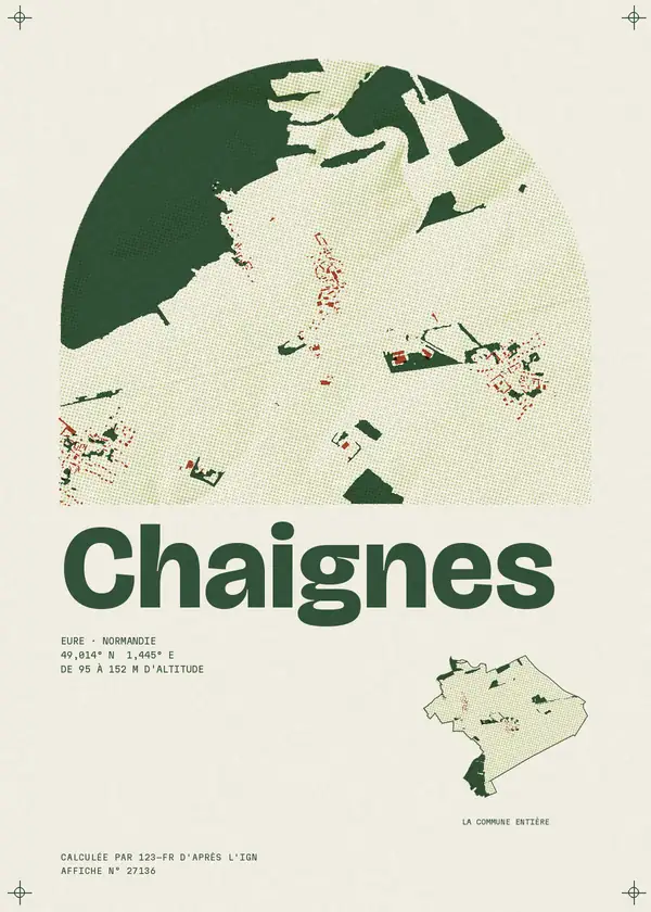 Affiche de Chaignes, calculée par 123-fr d'après l'IGN