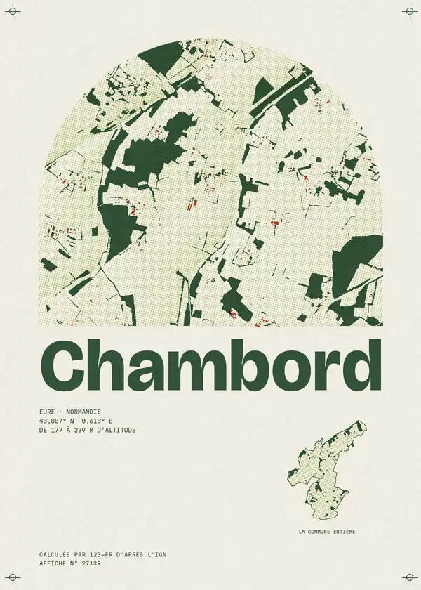 Affiche de Chambord, calculée par 123-fr d'après l'IGN