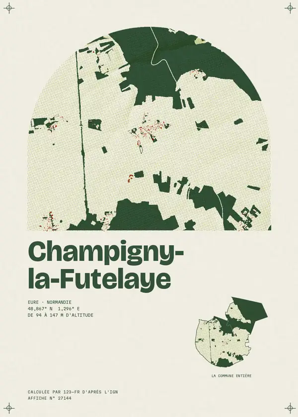 Affiche de Champigny-la-Futelaye, calculée par 123-fr d'après l'IGN