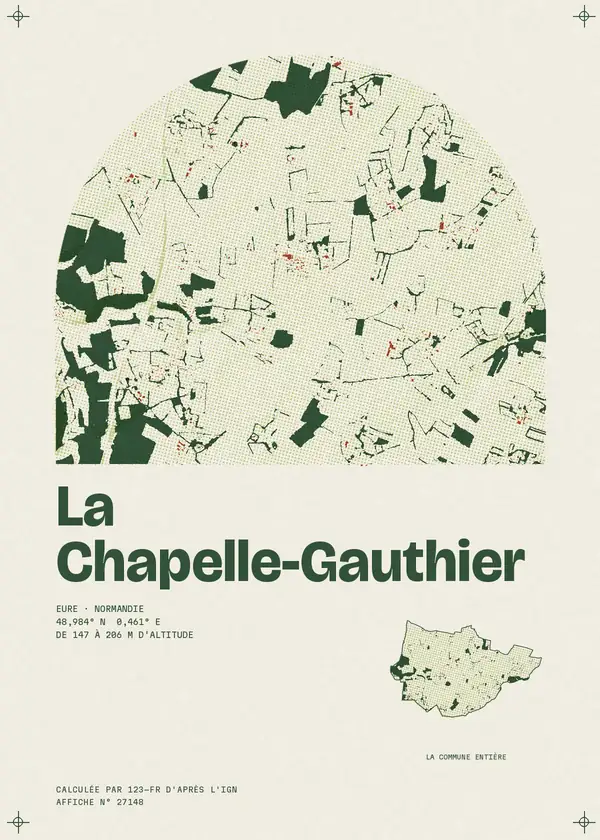 Affiche de La Chapelle-Gauthier, calculée par 123-fr d'après l'IGN