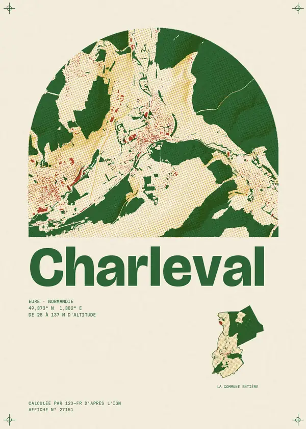 Affiche de Charleval, calculée par 123-fr d'après l'IGN