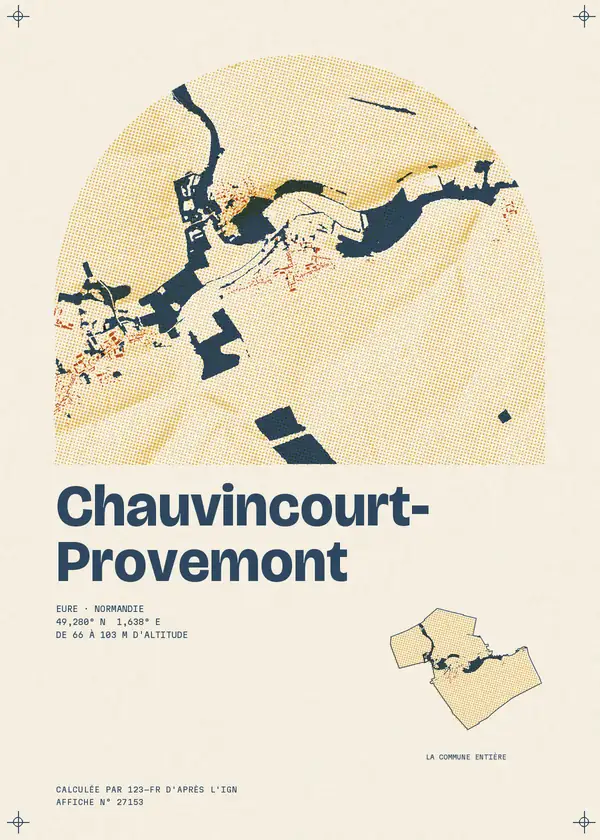 Affiche de Chauvincourt-Provemont, calculée par 123-fr d'après l'IGN