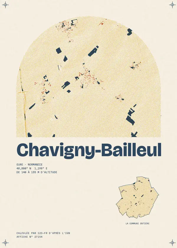 Affiche de Chavigny-Bailleul, calculée par 123-fr d'après l'IGN