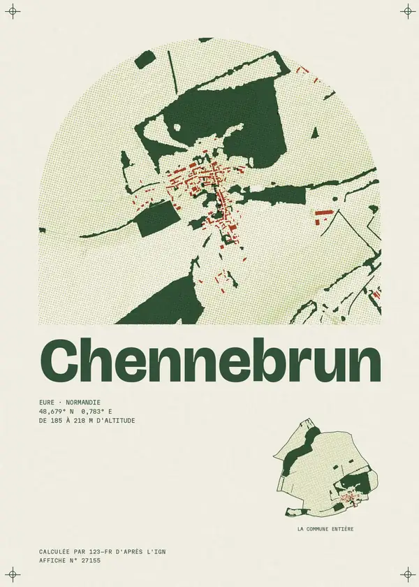 Affiche de Chennebrun, calculée par 123-fr d'après l'IGN