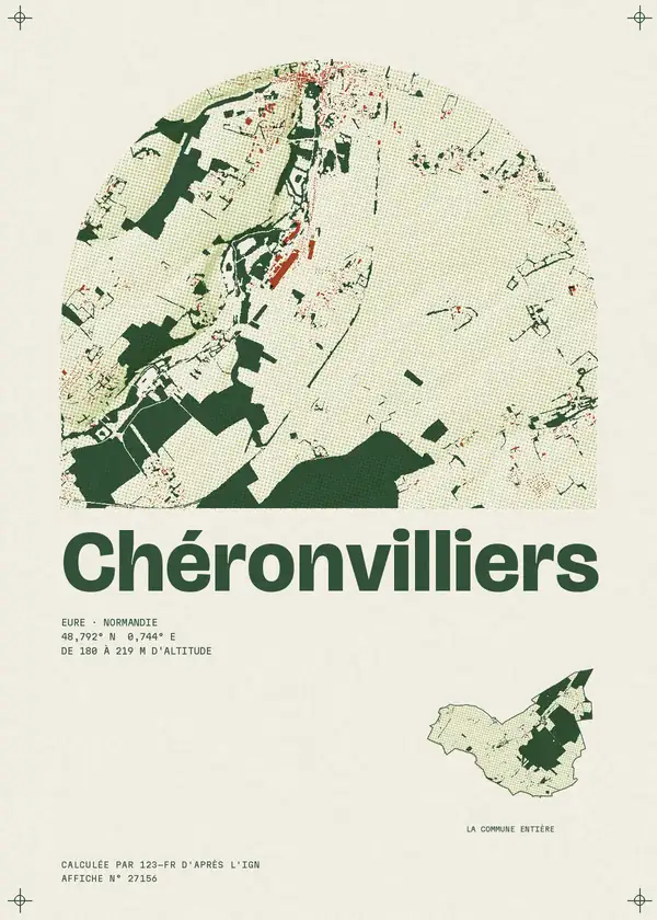 Affiche de Chéronvilliers, calculée par 123-fr d'après l'IGN