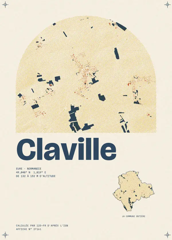 Affiche de Claville, calculée par 123-fr d'après l'IGN