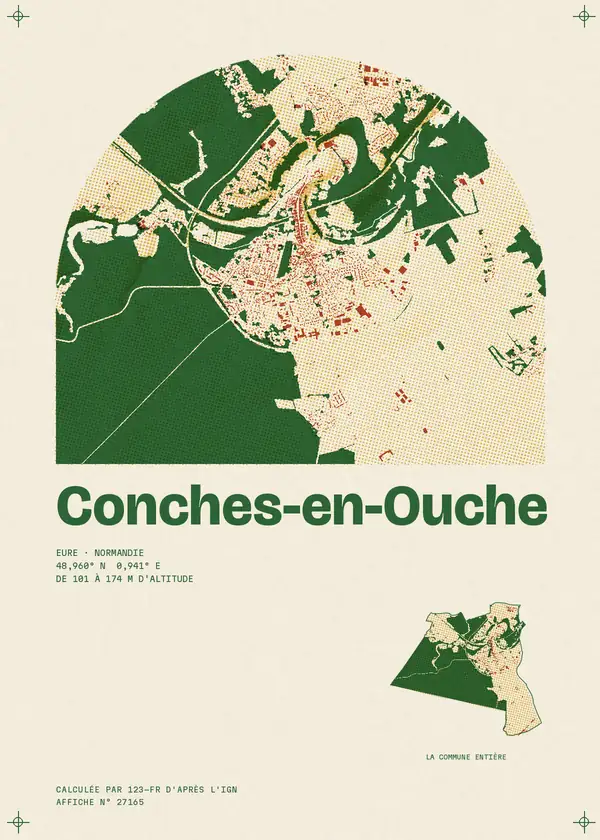 Affiche de Conches-en-Ouche, calculée par 123-fr d'après l'IGN