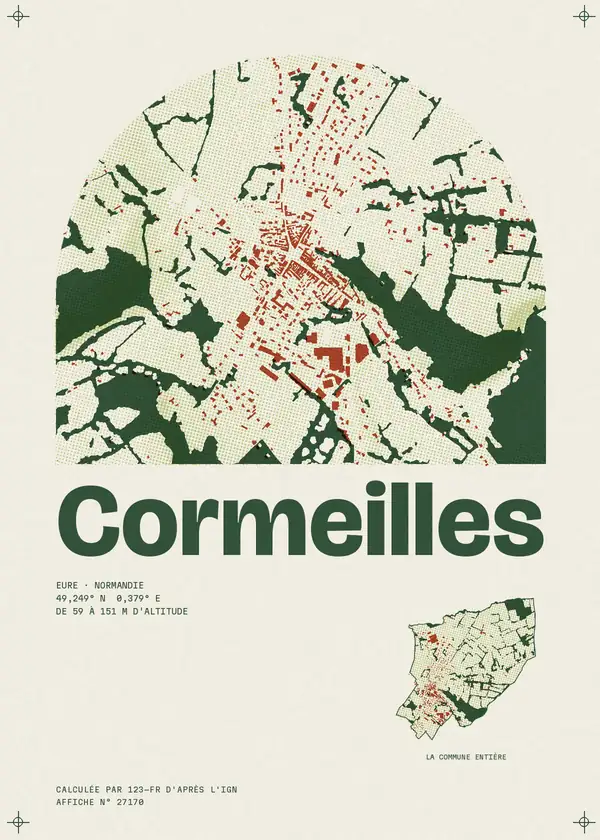 Affiche de Cormeilles, calculée par 123-fr d'après l'IGN
