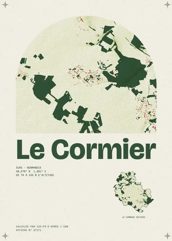 Affiche de Le Cormier, calculée par 123-fr d'après l'IGN