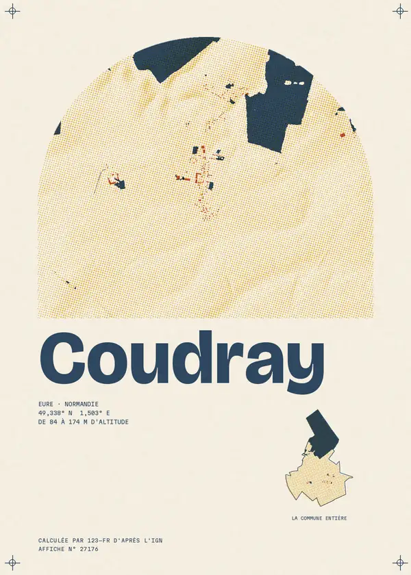 Affiche de Coudray, calculée par 123-fr d'après l'IGN
