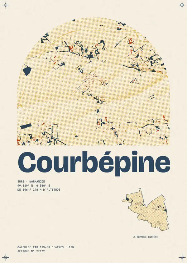 Affiche de Courbépine, calculée par 123-fr d'après l'IGN