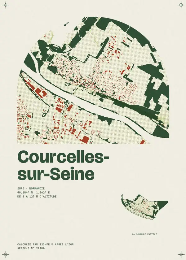 Affiche de Courcelles-sur-Seine, calculée par 123-fr d'après l'IGN
