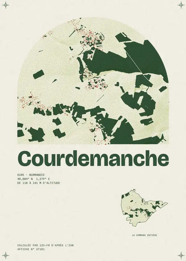 Affiche de Courdemanche, calculée par 123-fr d'après l'IGN