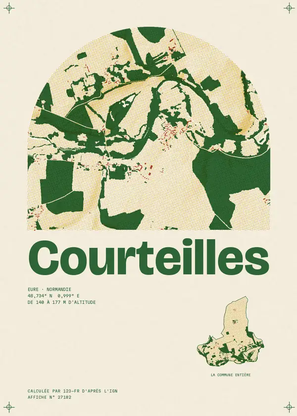 Affiche de Courteilles, calculée par 123-fr d'après l'IGN