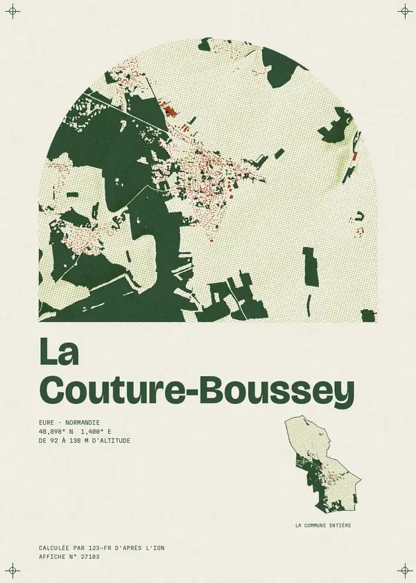Affiche de La Couture-Boussey, calculée par 123-fr d'après l'IGN