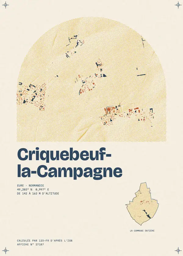 Affiche de Criquebeuf-la-Campagne, calculée par 123-fr d'après l'IGN