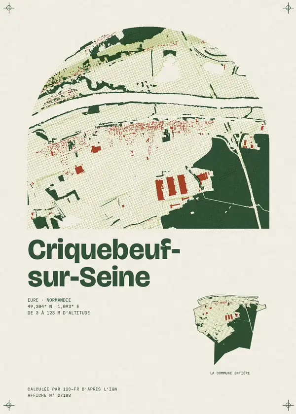 Affiche de Criquebeuf-sur-Seine, calculée par 123-fr d'après l'IGN