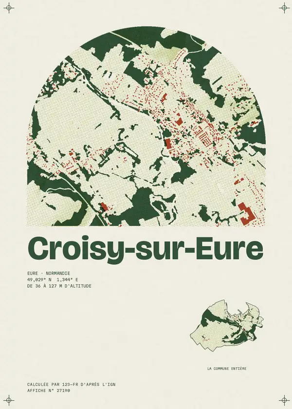 Affiche de Croisy-sur-Eure, calculée par 123-fr d'après l'IGN