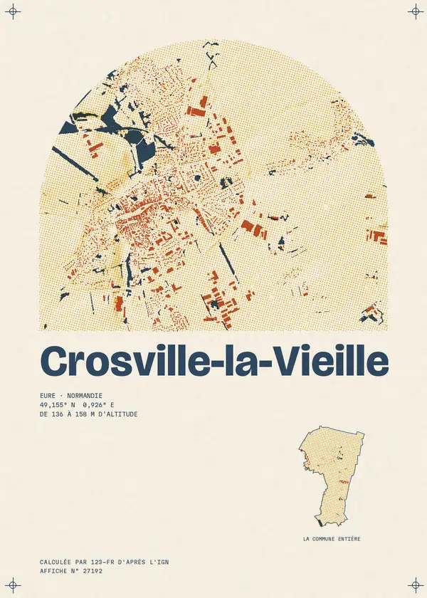 Affiche de Crosville-la-Vieille, calculée par 123-fr d'après l'IGN
