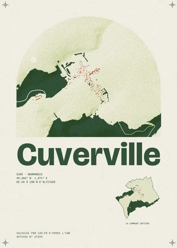 Affiche de Cuverville, calculée par 123-fr d'après l'IGN